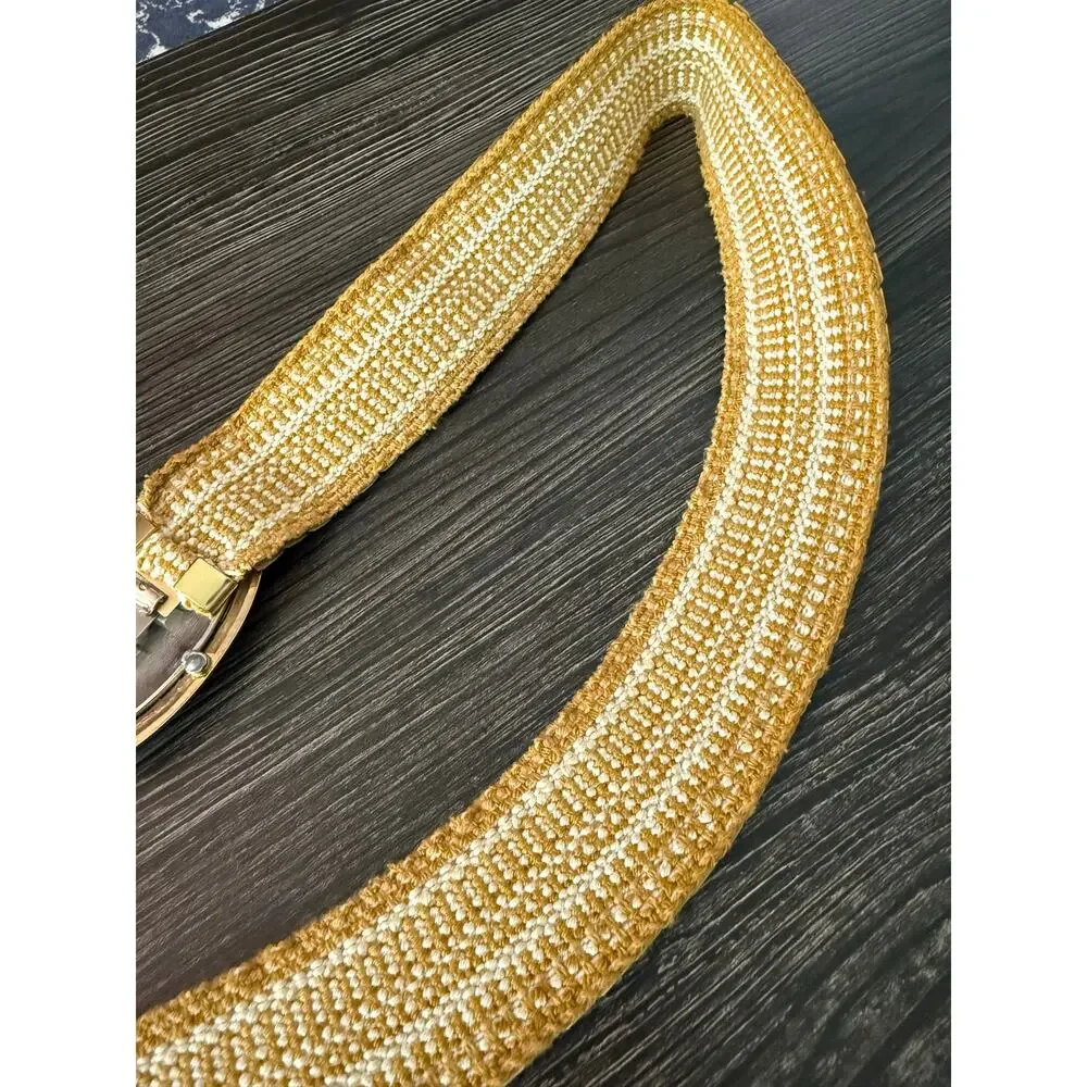 VINTAGE Gold Stretch Day Lor Wide Scale Statement Disco Waist Belt Sz. XL/XXL